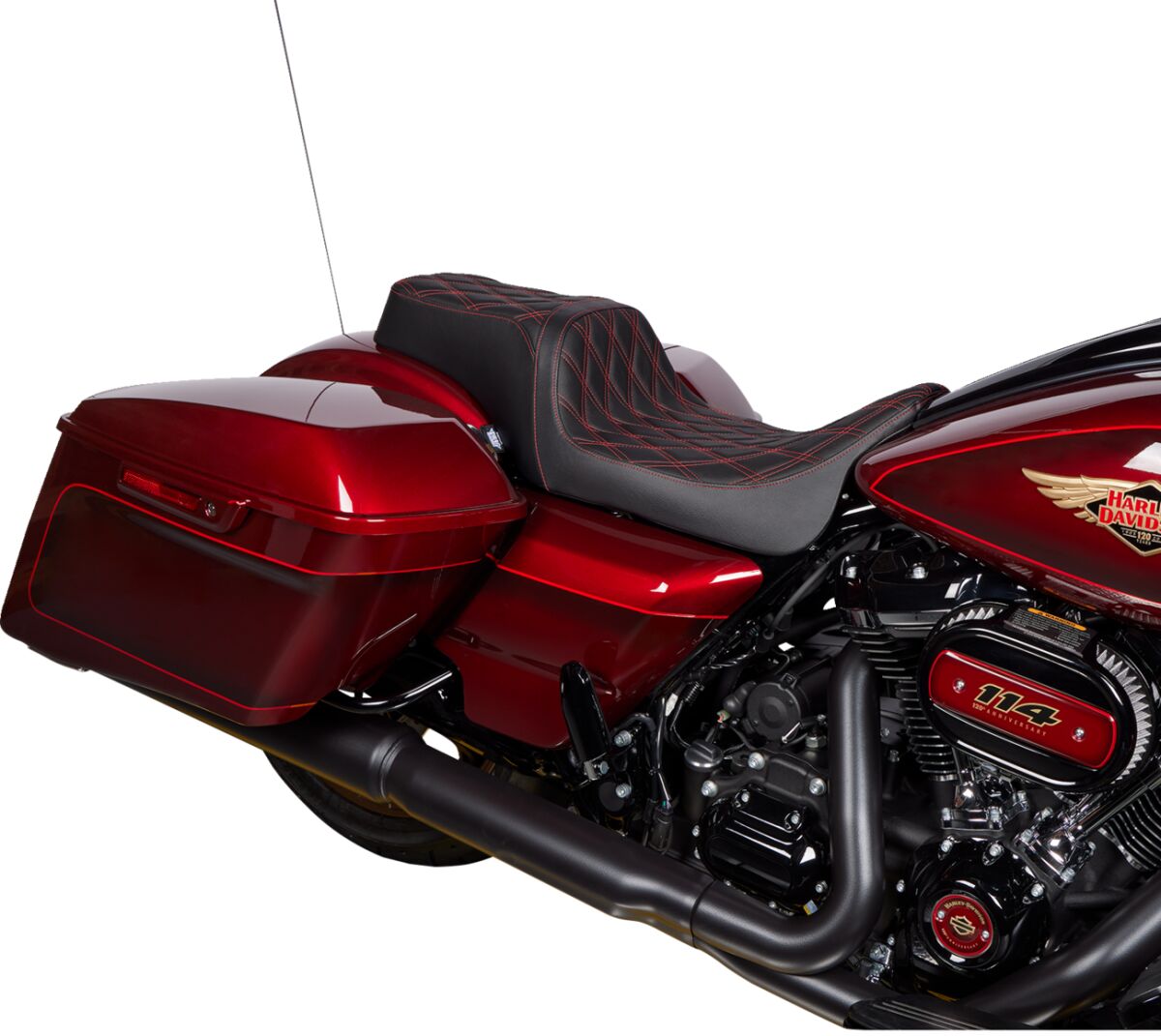 Drag Specialties Seats Seat Predator 1 Up Vinyl Double Diamond Red Flh 2008 2023 Seat Drag Specialties