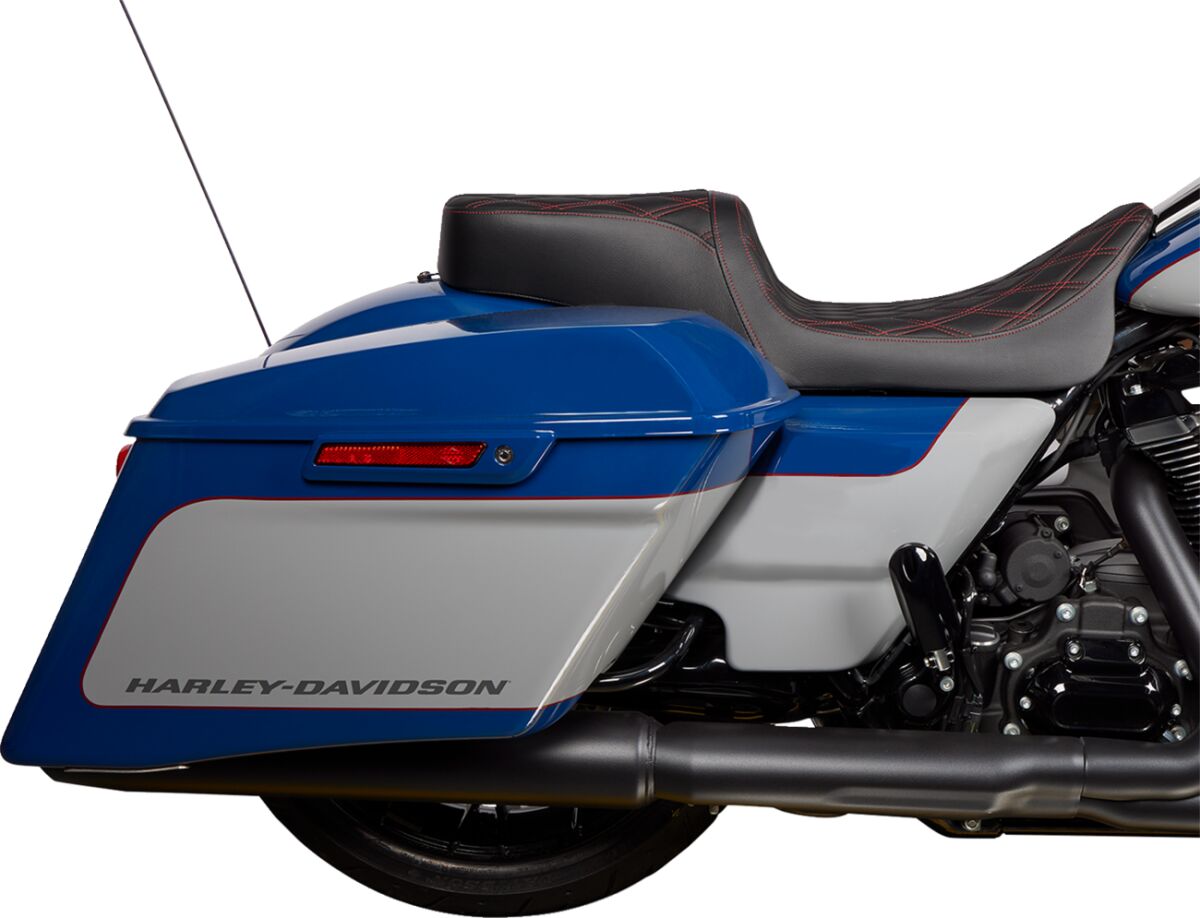 Drag Specialties Seats Seat Predator 2 Up Vinyl Dbl Diamond Red Stitch Flh 2008 23 Seat Drag Specialties