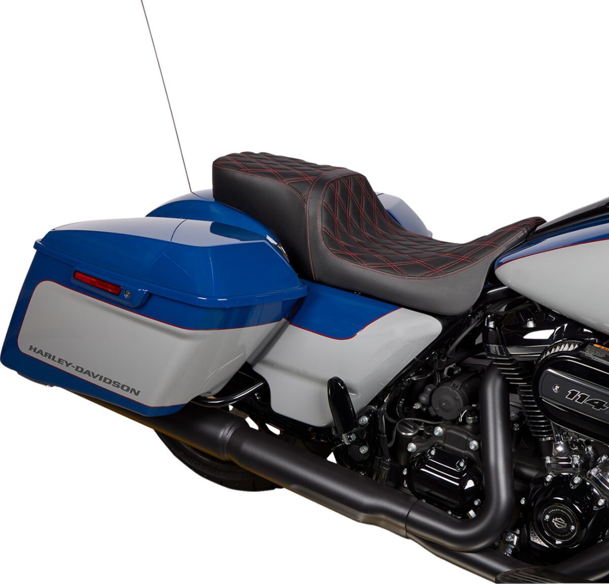 Drag Specialties Seats Seat Predator 2 Up Vinyl Dbl Diamond Red Stitch Flh 2008 23 Seat Drag Specialties