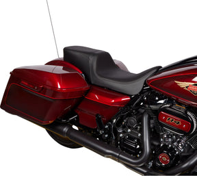 Drag Specialties Seats Predator 2 Up Seat Solar Leather Black Smooth Flh Seat Drag Specialties