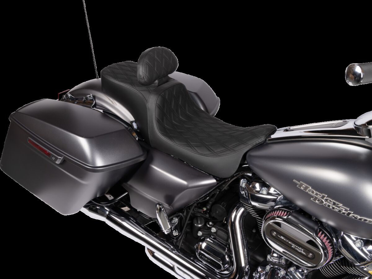 Drag Specialties Seats Seat Predator 2up W/Backrest Option Blk Dd Vinyl Flh 08 23 Seat Drag Specialties