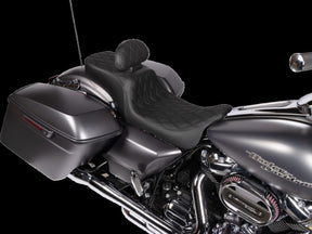 Drag Specialties Seats Seat Predator 2up W/Backrest Option Blk Dd Vinyl Flh 08 23 Seat Drag Specialties