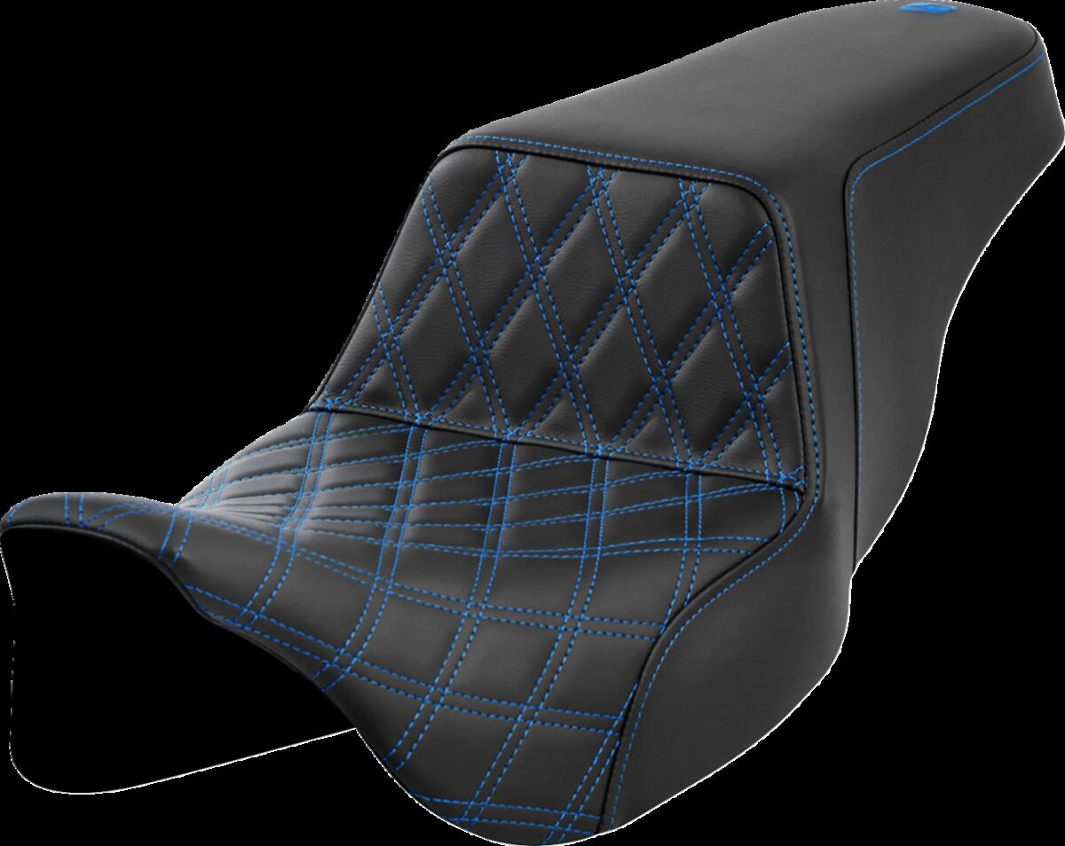 Saddlemen Step Up Front LS Seat, Blue Stitch - 08-24 Touring Seat Saddlemen