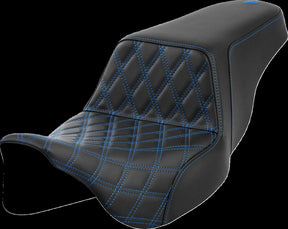 Saddlemen Step Up Front LS Seat, Blue Stitch - 08-24 Touring Seat Saddlemen