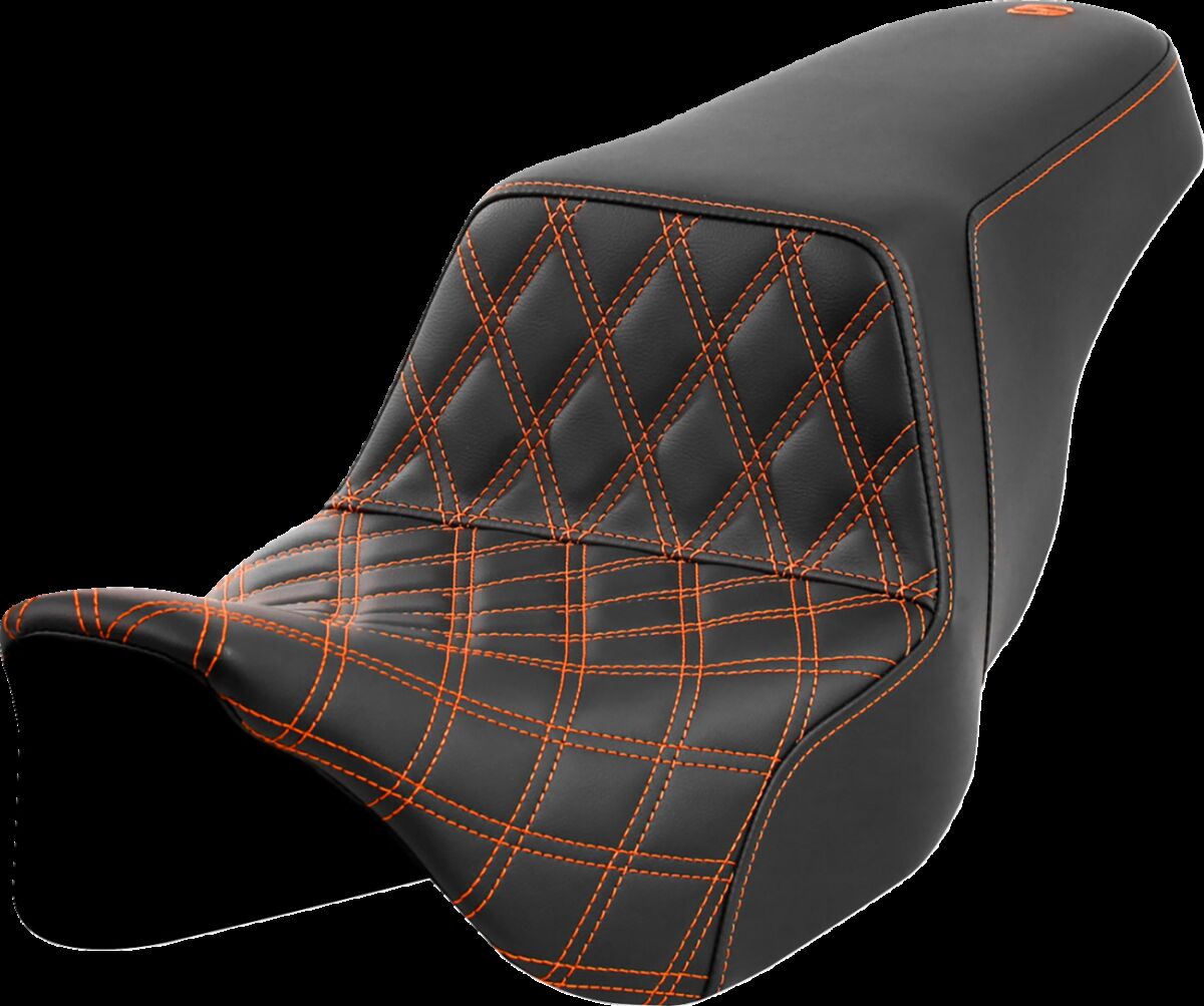 Saddlemen Step Up Front LS Seat, Orange Stitch - 08-24 Touring Seat Saddlemen