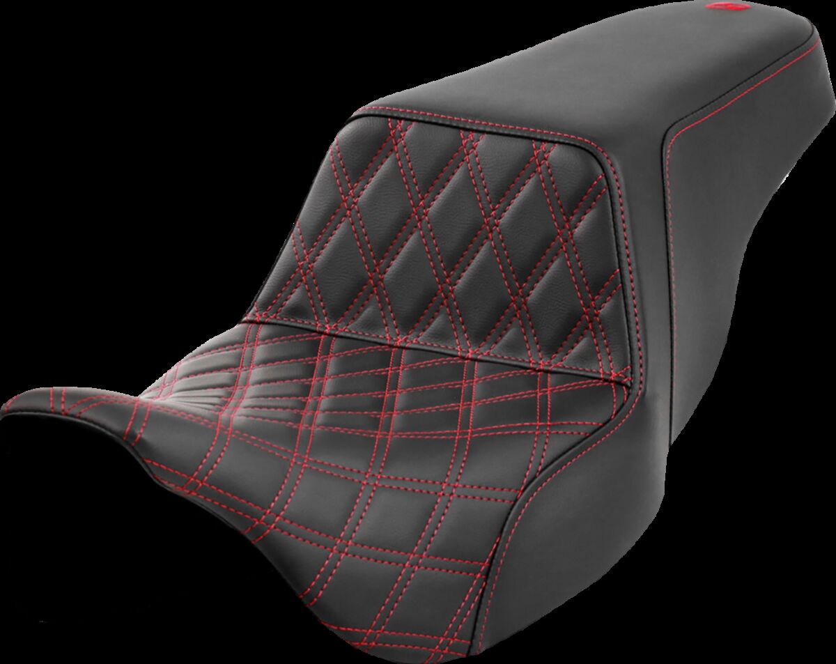 Saddlemen Step Up Front LS Seat, Red Stitch - 08-24 Touring Seat Saddlemen