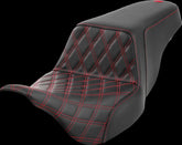 Saddlemen Step Up Front LS Seat, Red Stitch - 08-24 Touring Seat Saddlemen