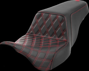 Saddlemen Step Up Front LS Seat, Red Stitch - 08-24 Touring Seat Saddlemen