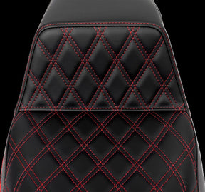 Saddlemen Step Up Front LS Seat, Red Stitch - 08-24 Touring Seat Saddlemen