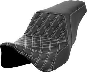 Saddlemen Step Up Front LS Seat, White Stitch - 08-24 Touring Seat Saddlemen