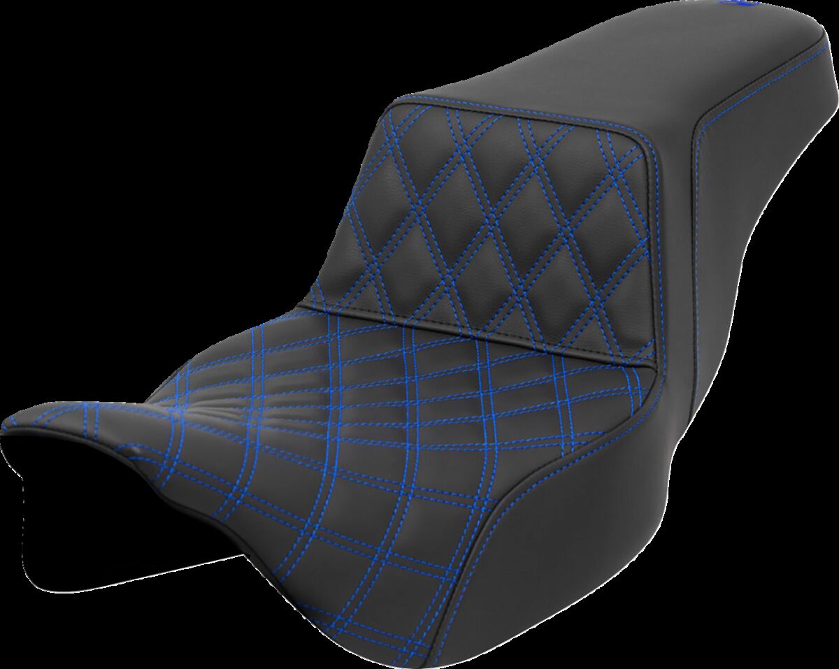 Saddlemen Step Up Front LS Extended Reach Seat, Blue Stitch - 08-23 Touring Seat Saddlemen