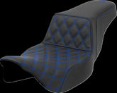 Saddlemen Step Up Front LS Extended Reach Seat, Blue Stitch - 08-23 Touring Seat Saddlemen