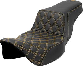 Saddlemen Step Up Front LS Extended Reach Seat, Gold Stitch - 08-23 Touring Seat Saddlemen