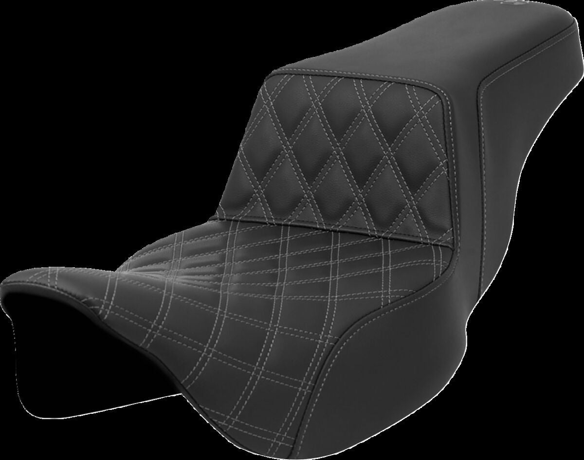 Saddlemen Step Up Front LS Extended Reach Seat, Gray Stitch - 08-23 Touring Seat Saddlemen