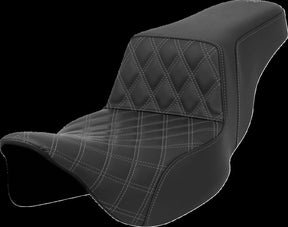 Saddlemen Step Up Front LS Extended Reach Seat, Gray Stitch - 08-23 Touring Seat Saddlemen