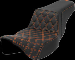 Saddlemen Step Up Front LS Extended Reach Seat, Orange Stitch - 08-23 Touring Seat Saddlemen