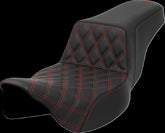 Saddlemen Step Up Front LS Extended Reach Seat, Red Stitch - 08-23 Touring Seat Saddlemen