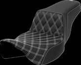Saddlemen Step Up Front LS Extended Reach Seat, White Stitch - 08-23 Touring Seat Saddlemen