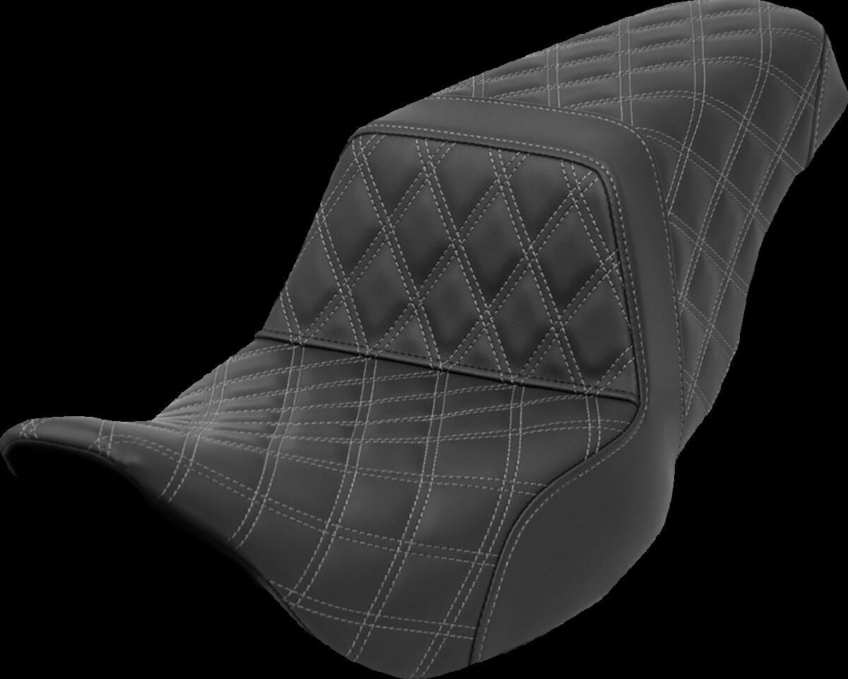 Saddlemen Step Up LS Seat, Gray Stitch - 08-23 Touring Seat Saddlemen