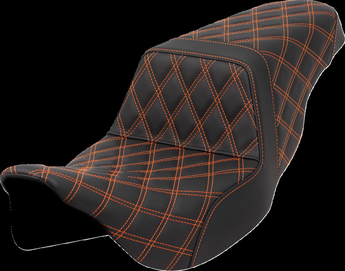 Saddlemen Step Up LS Seat, Orange Stitch - 08-23 Touring Seat Saddlemen