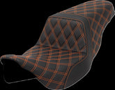 Saddlemen Step Up LS Seat, Orange Stitch - 08-23 Touring Seat Saddlemen