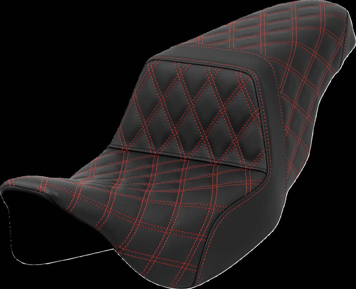 Saddlemen Step Up LS Seat, Red Stitch - 08-23 Touring Seat Saddlemen
