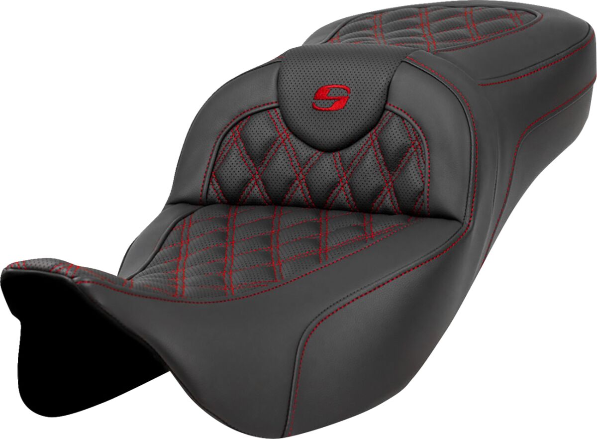 Roadsofa LS Extended Reach Seat, Red Stitch - 08-23 Touring Seat Saddlemen Default Title