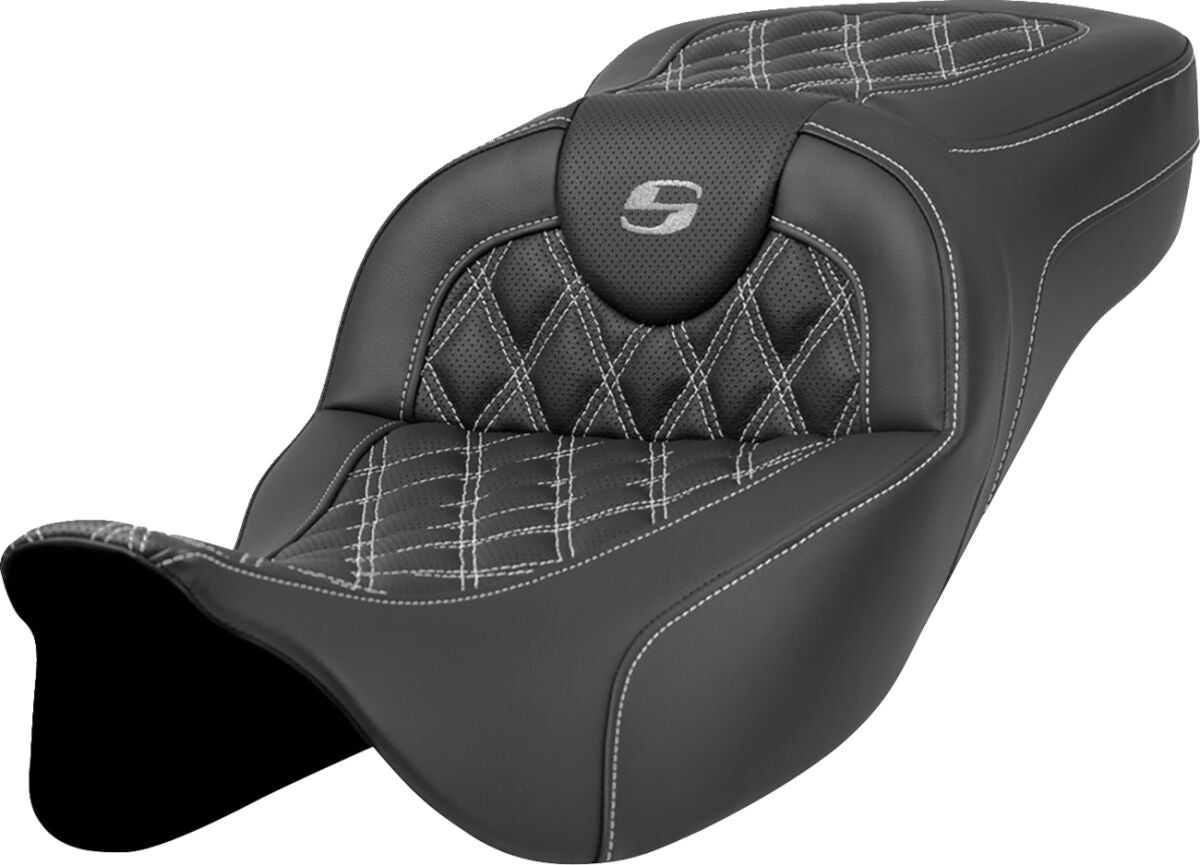 Saddlemen Roadsofa LS Extended Reach Seat, Silver Stitch - 08-23 Touring Seat Saddlemen