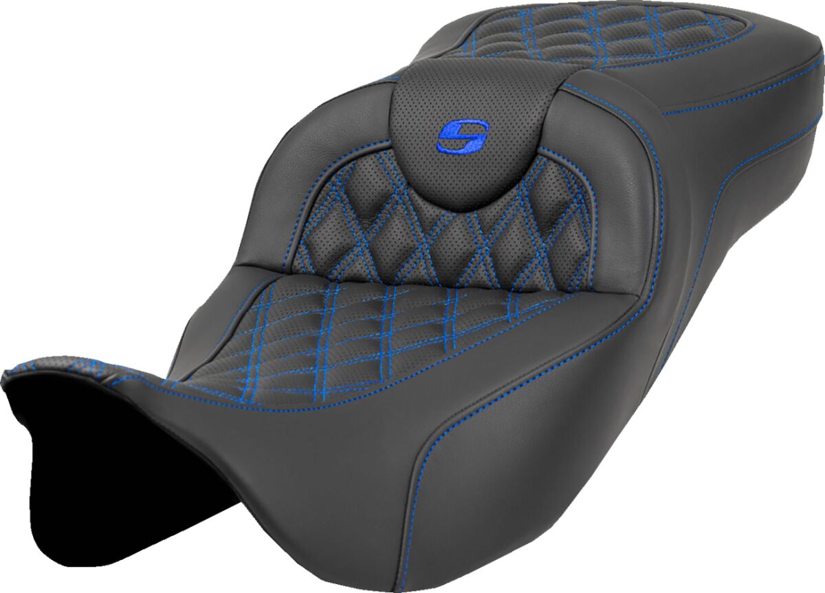 Roadsofa LS Extended Reach Seat, Blue Stitch - 08-23 Touring Seat Saddlemen Default Title