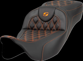 Saddlemen Roadsofa LS Extended Reach Seat, Orange Stitch - 08-23 Touring Seat Saddlemen