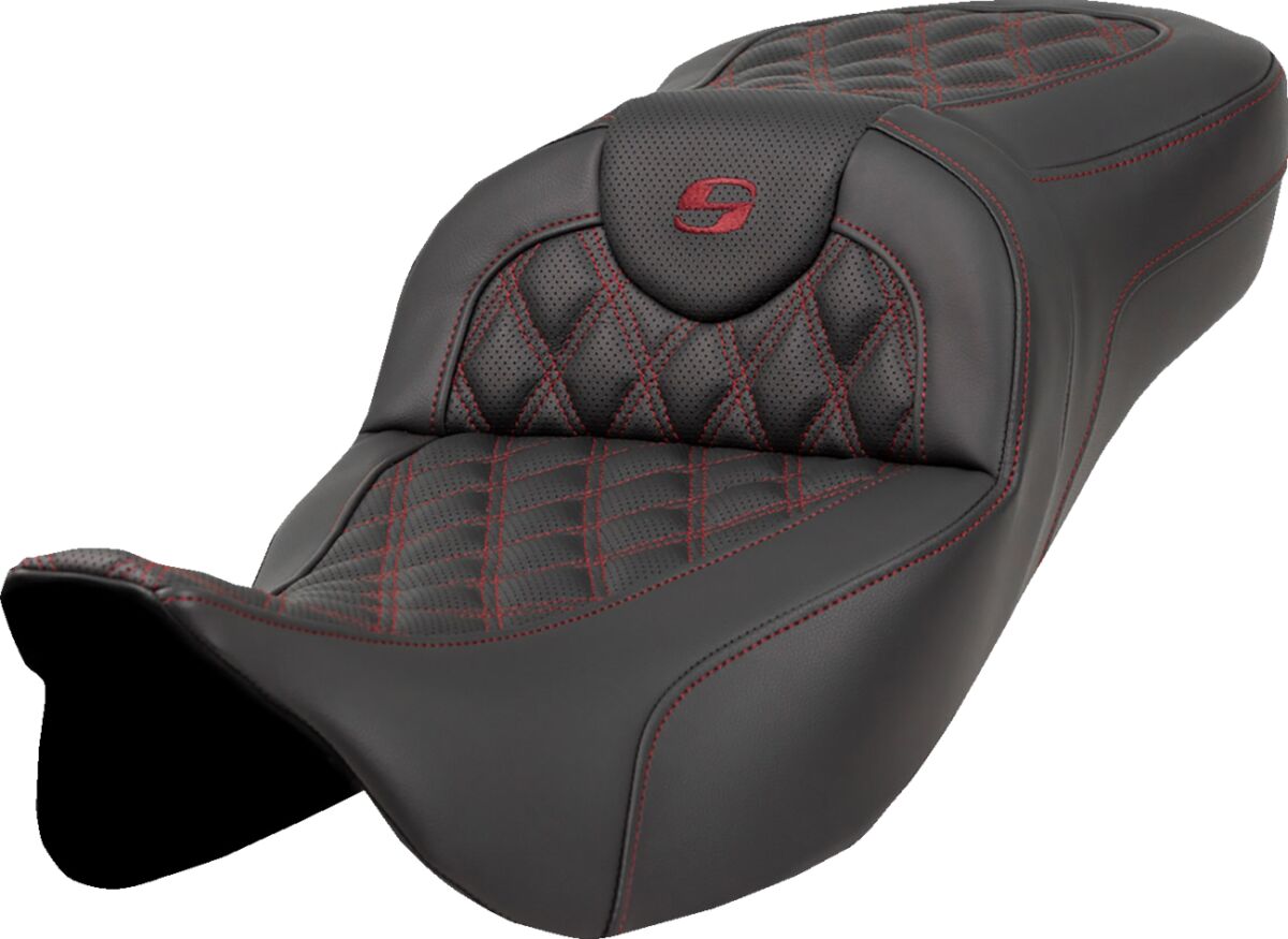 Roadsofa LS Extended Reach Seat, Burgundy Stitch - 08-23 Touring Seat Saddlemen Default Title