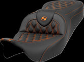 Saddlemen Roadsofa LS Seat, Orange Stitch - 08-23 Touring Seat Saddlemen