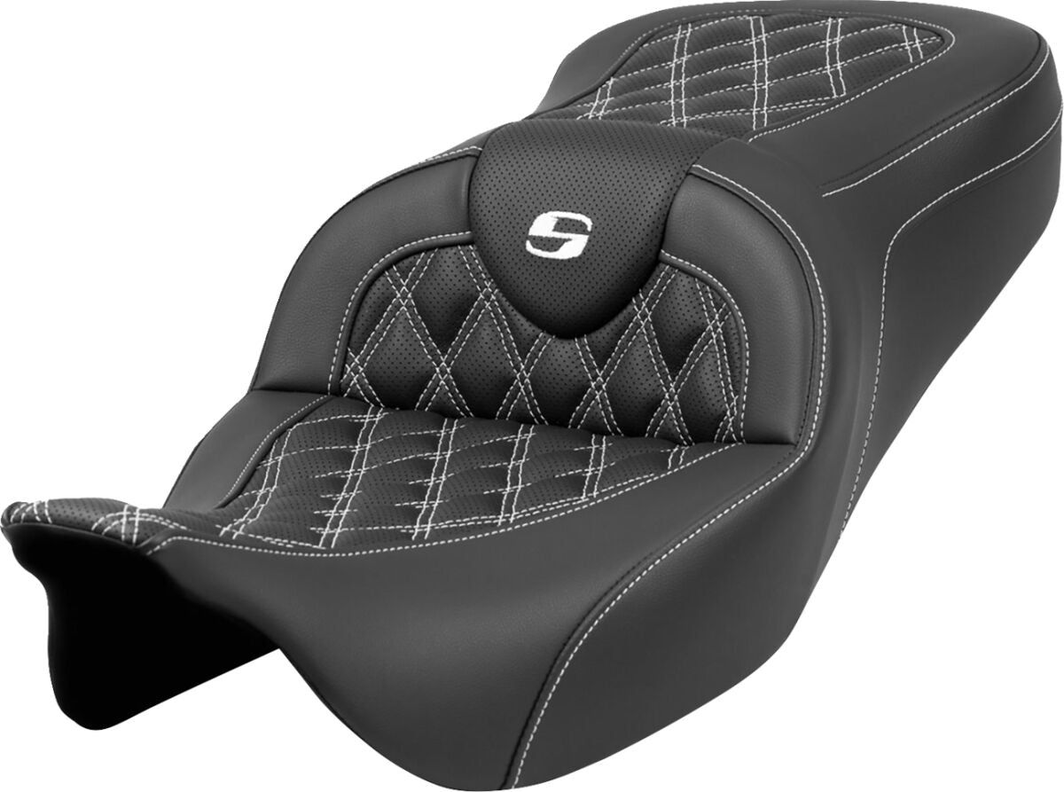 Roadsofa LS Seat, White Stitch - 08-23 Touring Seat Saddlemen Default Title