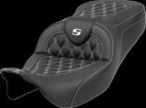 Saddlemen Roadsofa LS Seat, White Stitch - 08-23 Touring Seat Saddlemen