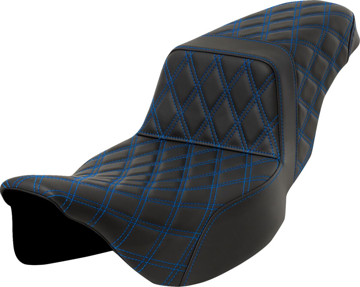 Step Up LS Extended Reach Seat, Blue Stitch - 08-23 Touring Seat Saddlemen Default Title