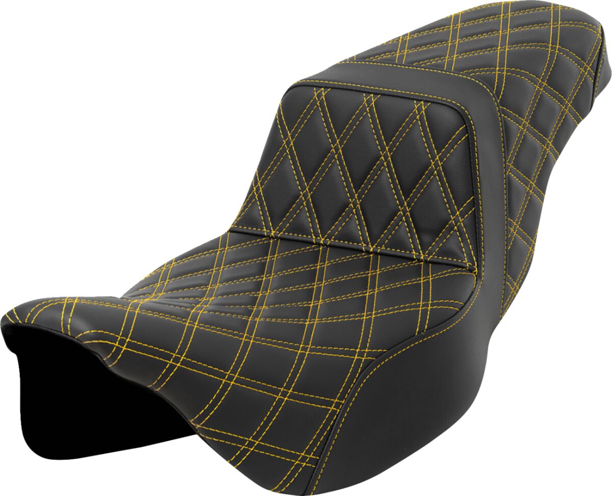 Step Up LS Extended Reach Seat, Gold Stitch - 08-23 Touring Seat Saddlemen Default Title