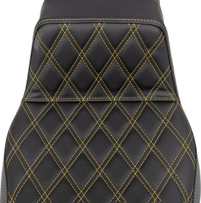 Step Up LS Extended Reach Seat, Gold Stitch - 08-23 Touring Seat Saddlemen