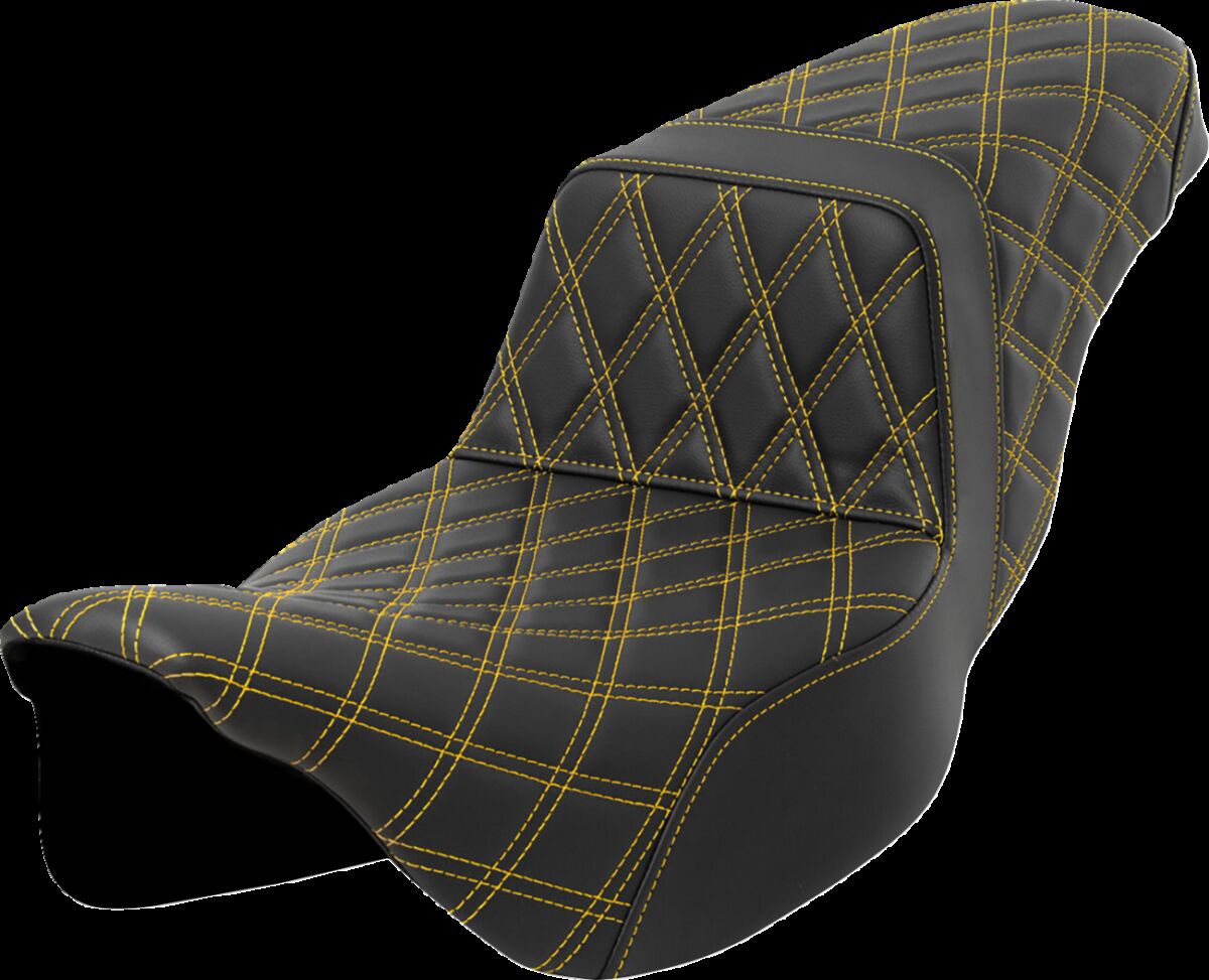 Saddlemen Step Up LS Extended Reach Seat, Gold Stitch - 08-23 Touring Seat Saddlemen