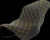 Saddlemen Step Up LS Extended Reach Seat, Gold Stitch - 08-23 Touring Seat Saddlemen