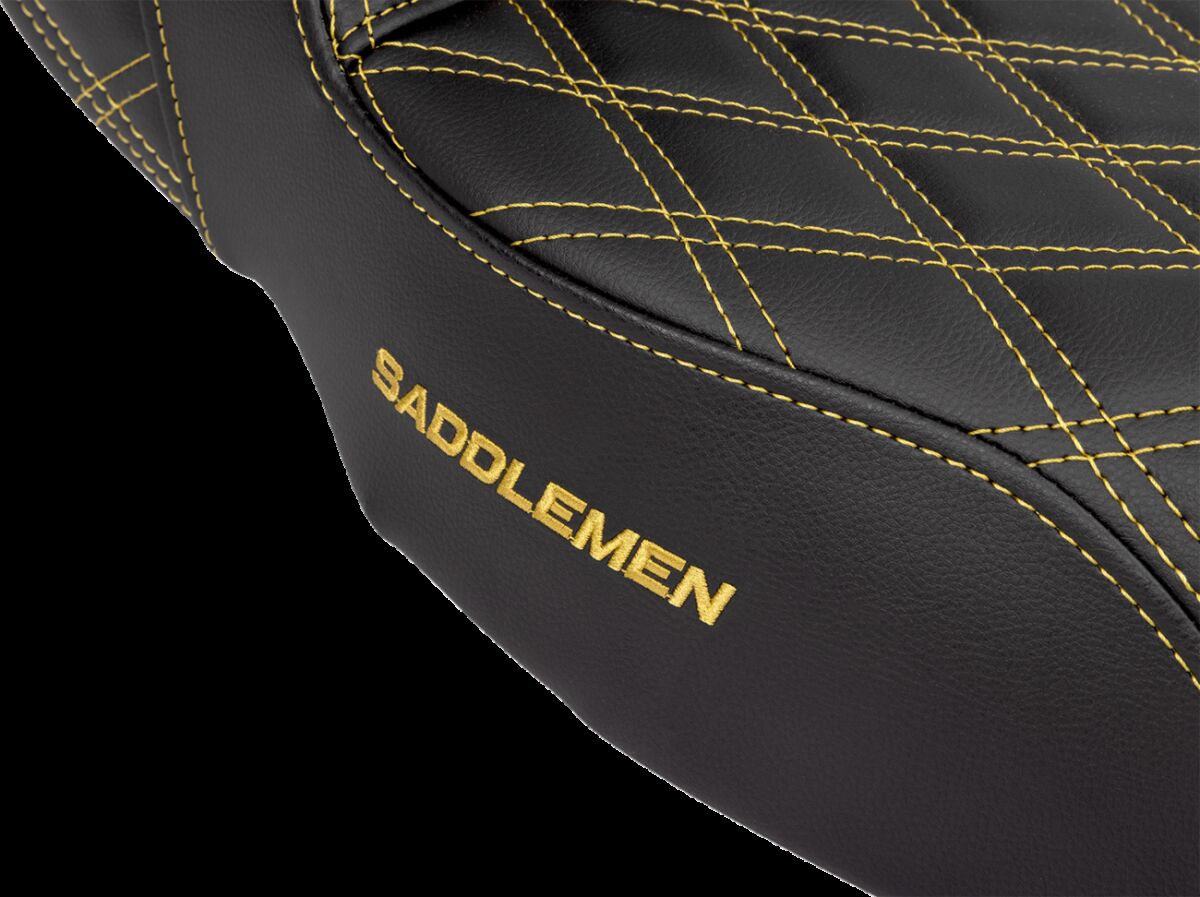 Saddlemen Step Up LS Extended Reach Seat, Gold Stitch - 08-23 Touring Seat Saddlemen