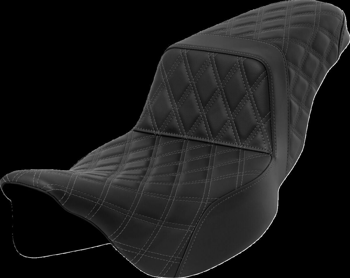 Saddlemen Step Up LS Extended Reach Seat, Gray Stitch - 08-23 Touring Seat Saddlemen
