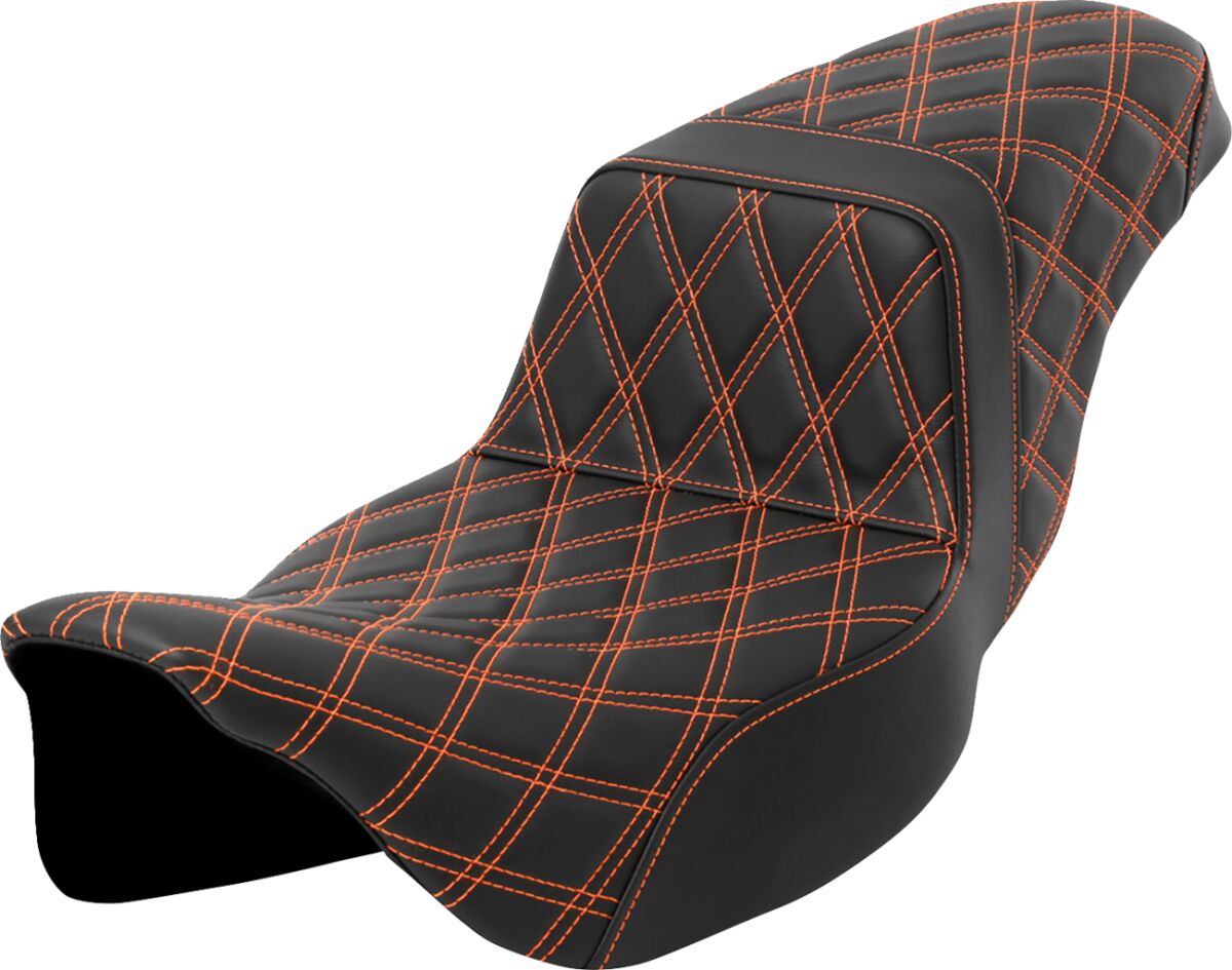 Step Up LS Extended Reach Seat, Orange Stitch - 08-23 Touring Seat Saddlemen Default Title