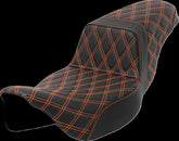 Saddlemen Step Up LS Extended Reach Seat, Orange Stitch - 08-23 Touring Seat Saddlemen