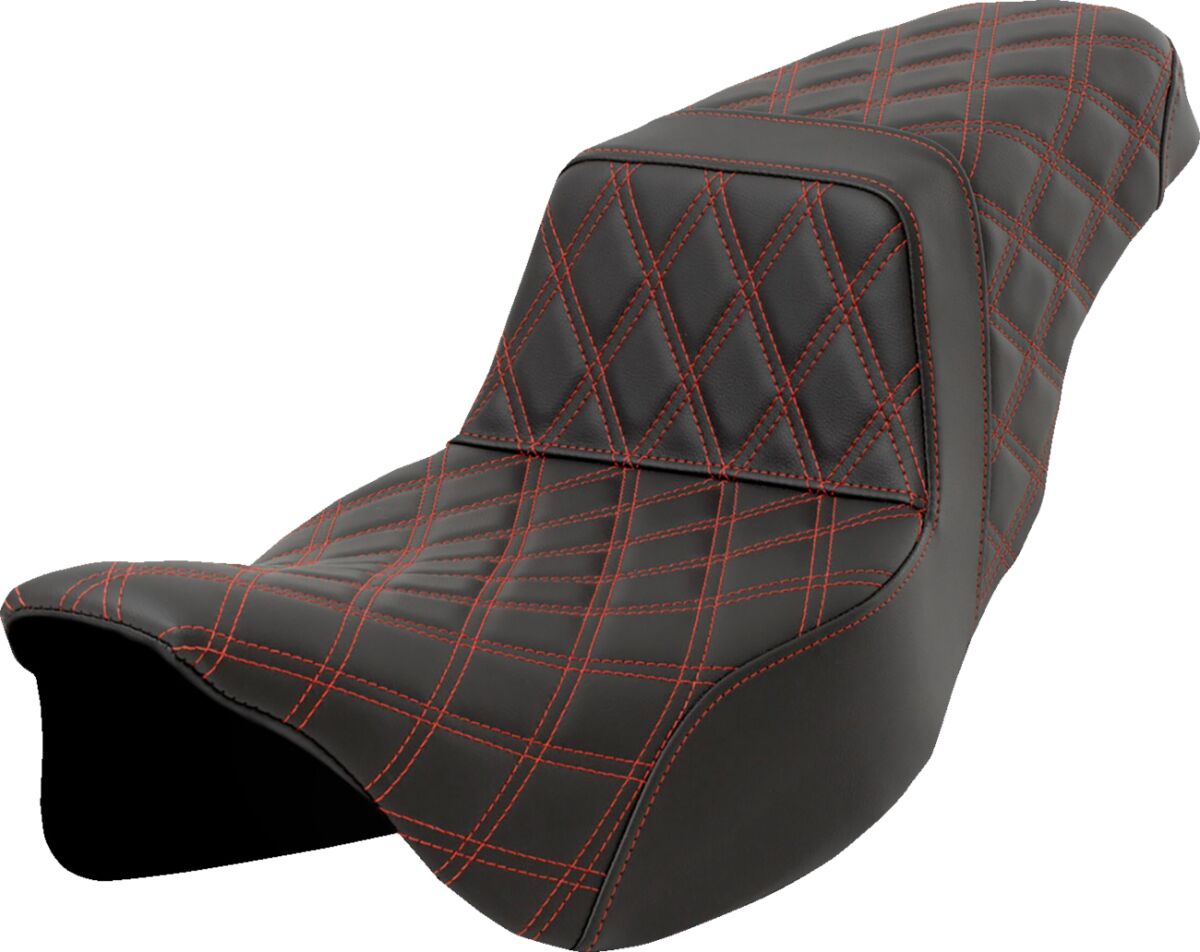 Step Up LS Extended Reach Seat, Red Stitch - 08-23 Touring Seat Saddlemen Default Title