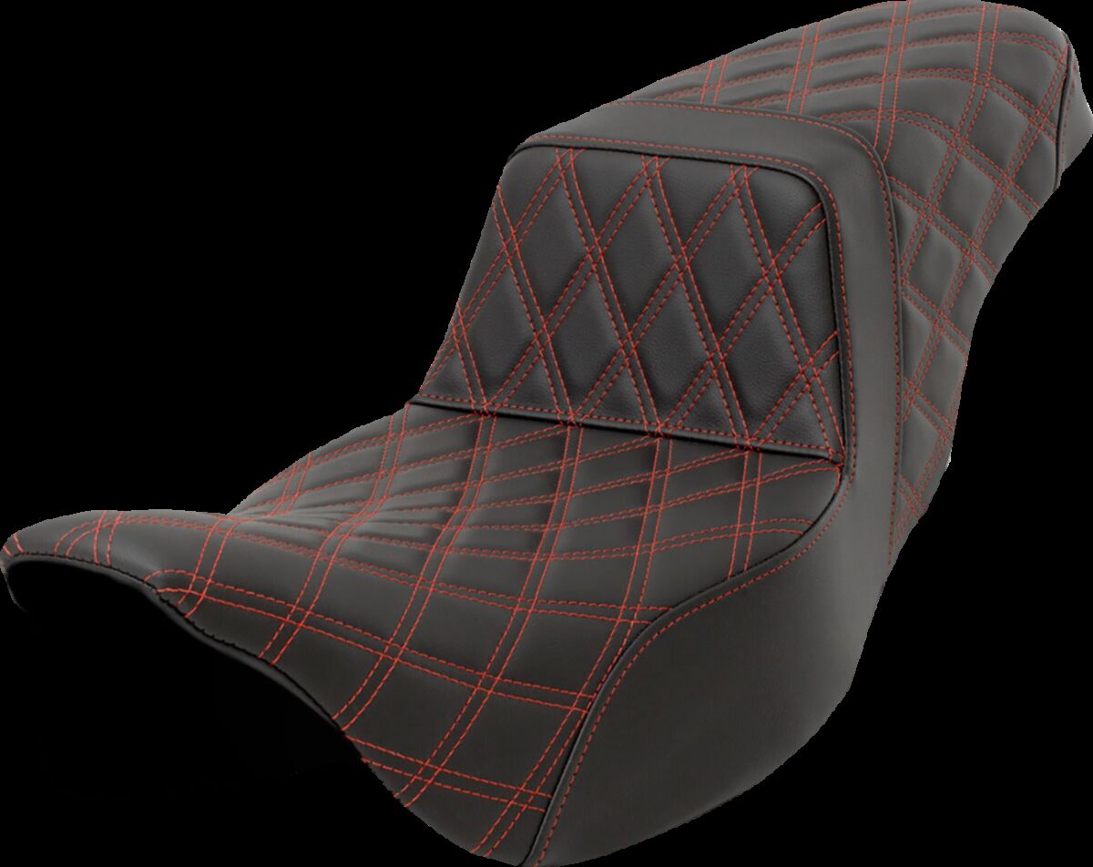 Saddlemen Step Up LS Extended Reach Seat, Red Stitch - 08-23 Touring Seat Saddlemen