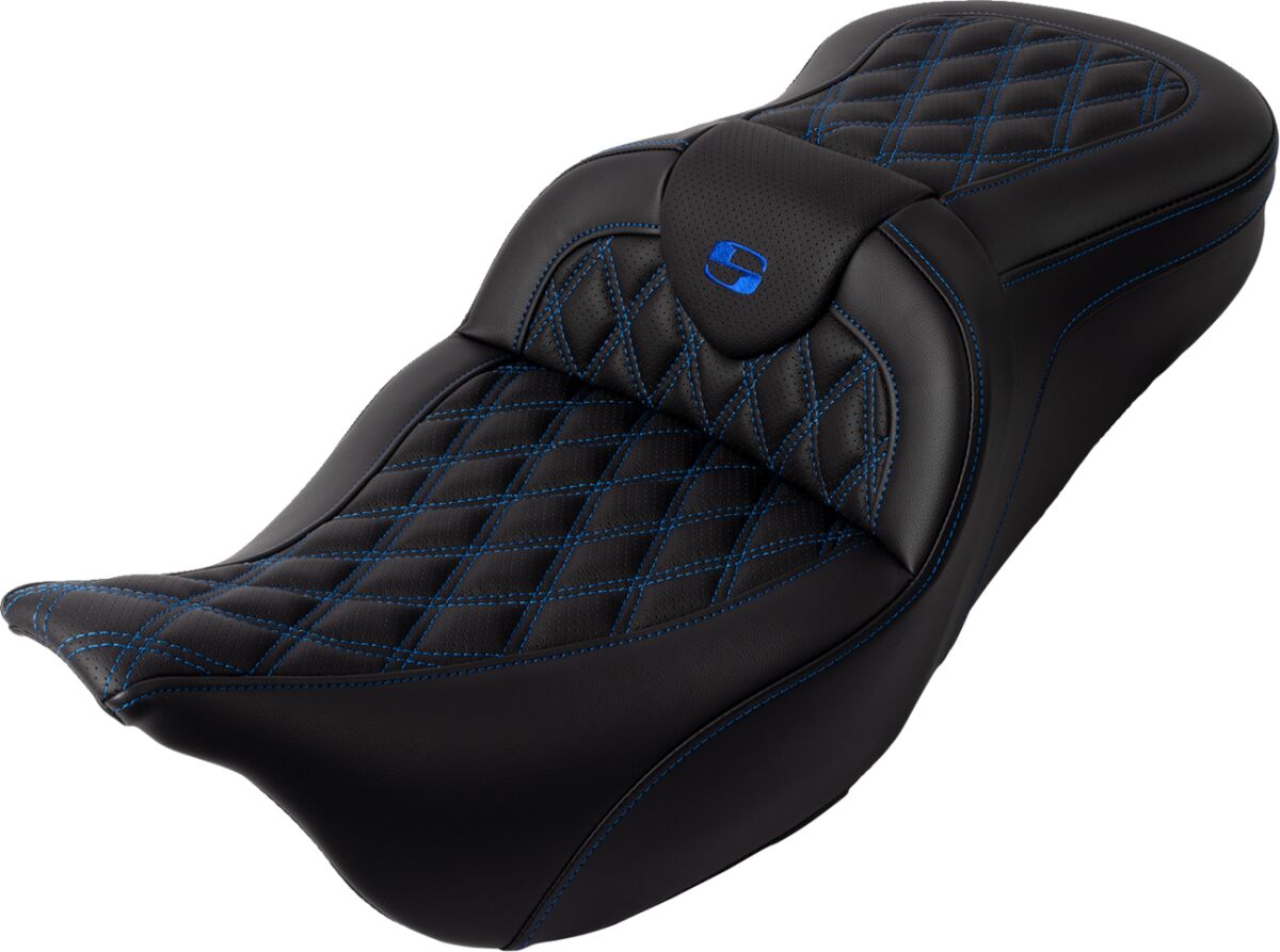 Roadsofa LS With Driver's Backrest Seat, Blue Stitch - 08-23 Touring Seat Saddlemen Default Title
