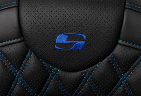 Roadsofa LS With Driver's Backrest Seat, Blue Stitch - 08-23 Touring Seat Saddlemen