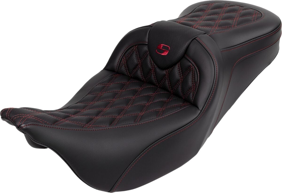 Roadsofa LS With Driver's Backrest Seat, Burgundy Stitch - 08-23 Touring Seat Saddlemen Default Title