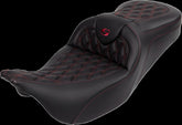 Saddlemen Roadsofa LS With Driver's Backrest Seat, Burgundy Stitch - 08-23 Touring Seat Saddlemen