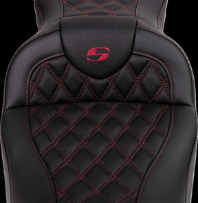 Saddlemen Roadsofa LS With Driver's Backrest Seat, Burgundy Stitch - 08-23 Touring Seat Saddlemen